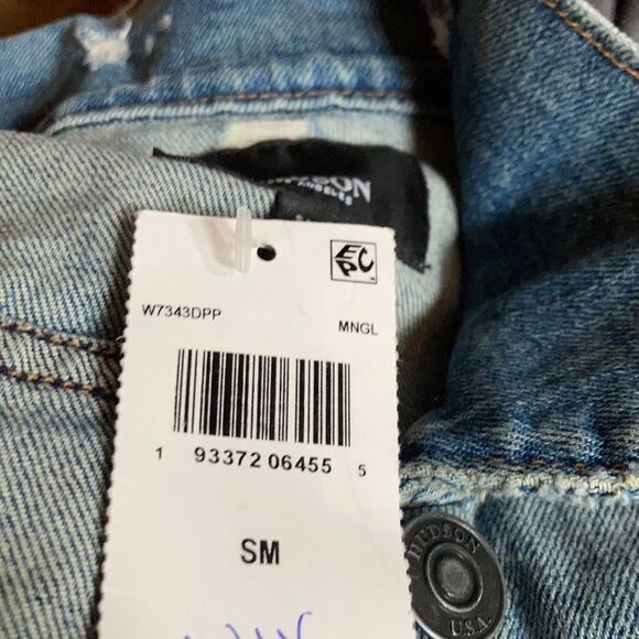 HUDSON Classic Fitted Trucker Jacket Distressed Denim Size Small - Picture 6 of 11
